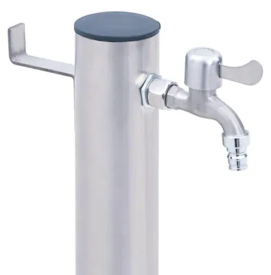 Obrázok produktu pre Záhradný vodný stĺp, nerezová oceľ, výška 100 cm, okrúhly dizajn, vrátane vodovodného kohútika, vhodný do exteriéru