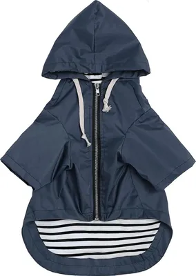 Produktbild von Stylische Regenjacke für Hunde mit reflektierenden Knöpfen und abnehmbarer Kapuze, in den Größen XS bis XXL