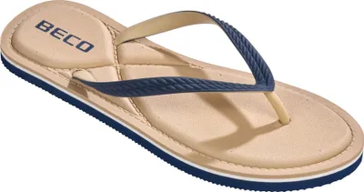 Produktbild von BECO the world of aquasports Zehentrenner BECO V-Strap mit Fußbett in Wildleder-Optik beige-blau 40