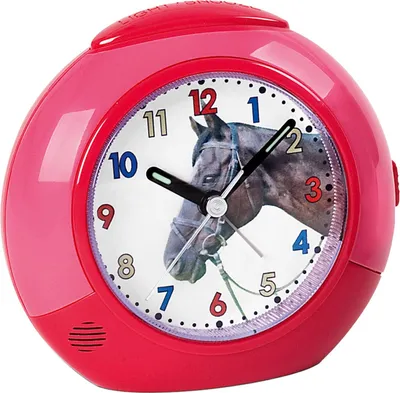 Produktbild von Atlanta 1984/1 Wecker Pferd für Kinder Kinderwecker rot pink leise Pferdewecker