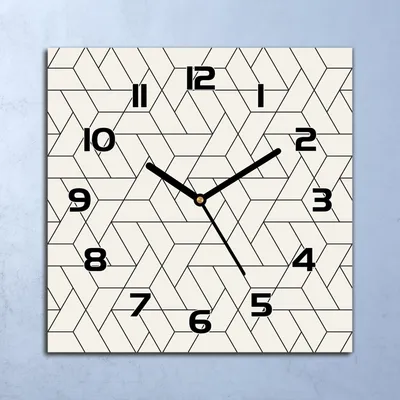 Produktbild von Wanduhr Echt-Glas-Küchenuhr Geometrisches Muster Quarz 30x30 Deko Bilder