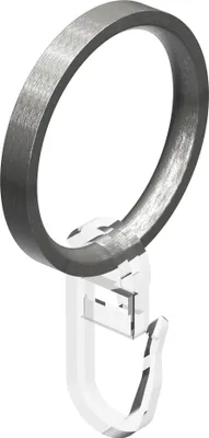 Produktbild von Interdeco Gardinenringe / Flachringe mit Faltenhaken für Gardinenstangen mit 16 mm Ø Edelstahl-Optik, Pack. 24 Stück