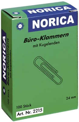 Immagine prodotto di NORICA 2215 Büroklammern mit Kugelenden - 24 mm glatt, verzinkt, 100 Stück