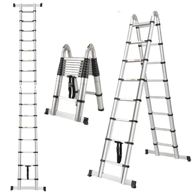 Zdjęcie produktu dla Herzberg HG-5560: Składana drabina teleskopowa z aluminium – 5,60 m