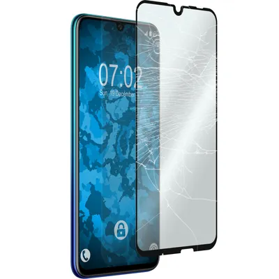 Produktbild von 1er-Pack PhoneNatic Glas-Folie klar full-screen schwarz kompatibel mit Huawei P Smart 2019 - Panzerglas für P Smart 2019