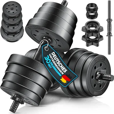 Produktbild von RE:SPORT 2er Hanteln Set verstellbar 30 kg | Hantelset mit 2 Kurzhanteln | Hantel mit Gewichten & 4 Sternverschlüsse | Fitness Kurzhantel für Muskelaufbau, Workout & Zuhause