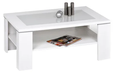 Immagine prodotto di Tavolino Lamoli, tavolo da soggiorno bianco, 100x65x42 cm (16609)