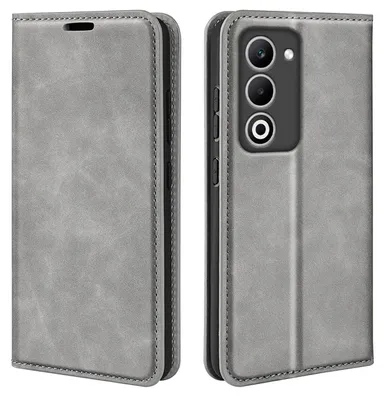 Productafbeelding van MobyDefend Hoesje - Geschikt voor Oppo A5 5G - Luxe Wallet Bookcase (Magnetische Sluiting) - Grijs