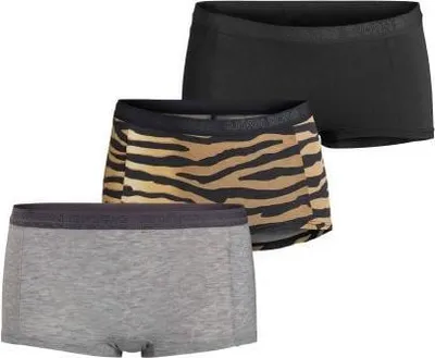 Productafbeelding van Björn Borg - Dames - Minishort Tiger, 3-pack - Rood/Grijs/Zwart - Maat 34
