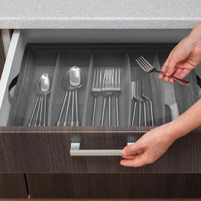 Produktbild von Tragbarer Besteckkasten mit transparentem Deckel zur Aufbewahrung in der Küche