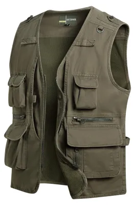 Immagine prodotto di Omgoods - Gilet da pesca outdoor da uomo - Gilet leggero e traspirante con numerose tasche