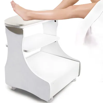 Image de Support pour pieds de pédicure sur roulettes, repose-pieds en similicuir pour manucure