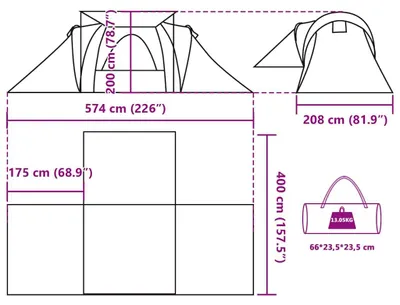 Produktbild von vidaXL Kuppel-Familienzelt 6 Personen Grün Wasserdicht