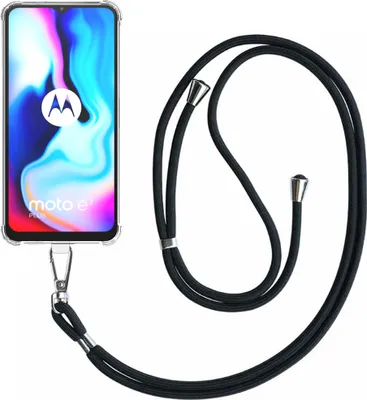 Zdjęcie produktu dla Etui na telefon pasujące do Motorola Moto E7 Plus Transparent ShockProof z odłączanym uniwersalnym przewodem telefonicznym - Silikonowe etui ze smyczą - Smartphonics