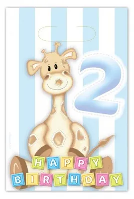 Produktbild von 2. Geburtstag Giraffe Junge 6 Partytüten
