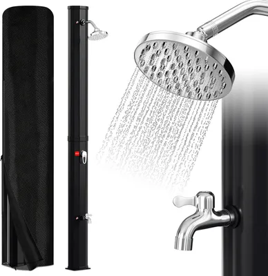 Immagine prodotto di TolleTour Doccia solare Doccia per piscina Doccia da giardino 35 L Nero con cappuccio protettivo Doccia da campeggio fino a 60 °C Doccia a pioggia Doccia da esterno Piscina da campeggio