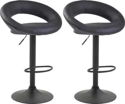 Image de Lot de 2 tabourets de bar CLP Olinda en similicuir, réglables en hauteur et pivotants, gris, structure noire
