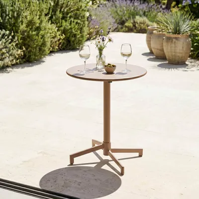Produktbild von Runder Bistro-Gartentisch mit Klappplatte taupe - Oviala Palavas