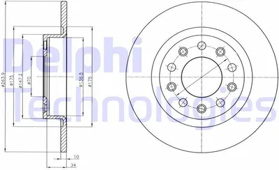 Produktbild von 2x DELPHI Bremsscheibe BG4315 für ALFA ROMEO GIULIETTA (940) 40 5mm 264mm