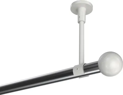 Produktbild von Interdeco Gardinenstange / Vorhangstange Chrom / Weiß, Typ Sonette Luino (Kugel) ohne Ringe, Deckenmontage, 20 mm Ø 1-läufig, 240 cm