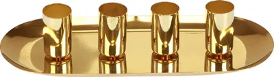 Produktbild von Goldener Kerzenteller Metall 4er Stabkerzenhalter 23x9x4,5cm