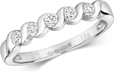 Produktbild von 9 Karat (375) Weißgold Halb Eternity Diamant Damenring Brillant-Schliff 0.25 Karat H - PK1, 53 (16.9); TRS31811RSM