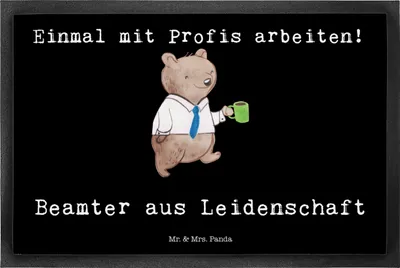 Produktbild von Mr. & Mrs. Panda Schmutzfangmatte Beamter Leidenschaft 50 x 75 cm - Schwarz - Geschenk, fußmatte, Beamtentum, Studium, Gummimatte, Bodenvorleger, Fussmatte, Schmutzmatte