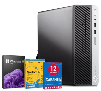 Produktbild von HP ProDesk 400 G6 Desktop PC Computer - Intel Core i5-9500 (9.Gen) bis zu 4x 4,4 GHz - 8GB RAM - 256GB SSD - DVD-ROM - Windows 11 Pro - Norton 1 Jahr