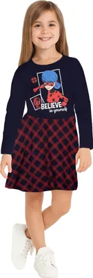 Produktbild von Miraculous Kleid für Mädchen - Ladybug Believe in yourself Kleidchen Rock langarm Blau/Rot 158-164