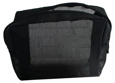 Produktbild von Kosmetiktasche aus Netzgewebe, großes Fassungsvermögen, tragbar, mit Reißverschluss, transparent, mittlere Größe
