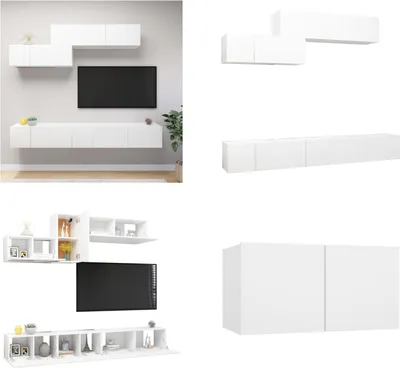 Produktbild von vidaXL 6 tlg. TV Schrank Set Weiß Holzwerkstoff - TV-Schrank-Set - TV-Schrank-Sets - Hängendes TV-Schrank-Set - Hängende TV-Schrank-Sets