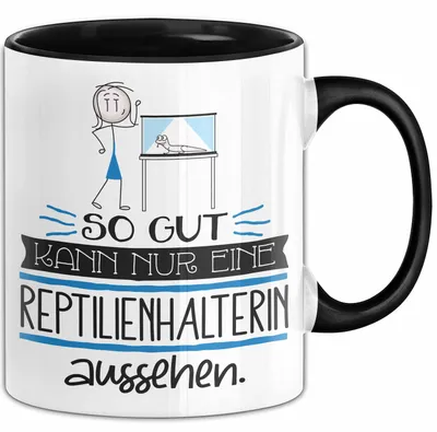 Produktbild von Reptilienhalterin Geschenk Tasse So Gut Kann Nur Eine Reptilienhalterin Aussehen Geschenkidee Geburtstag Weihnachten Lustig (Schwarz)