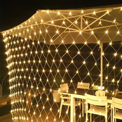 Obrázok produktu pre Jiubiaz LED svetelná sieť Vonkajšie a vnútorné osvetlenie s 8 svetelnými režimami Svetelná reťaz Sieť IP44 Vodotesné pre Vianoce Halloween Záhrada Svadobná párty Teplá biela 3x2M