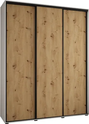 Produktbild von MEBLE KRYSPOL Davos 1 Schrank, drei Türen - 235,2x190x60 cm - Weiß Artisan Schwarz