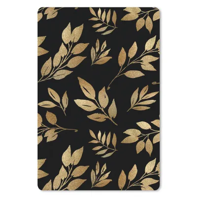 Produktbild von MuchoWow® Mauspad Mousepad Partoon - Schwarz und Gold - Blätter 40x60 cm - Mousepads - Maus Mat - Pad - Mausunterlage - Schreibtisch Accesoire