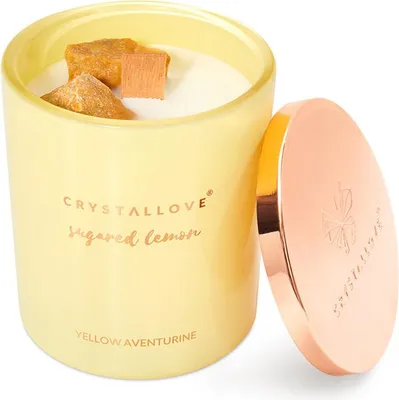 Obrázok produktu pre Sójová sviečka CRYSTALLOVE s aventurínom SUGARED LEMON 400g - limitovaná edícia