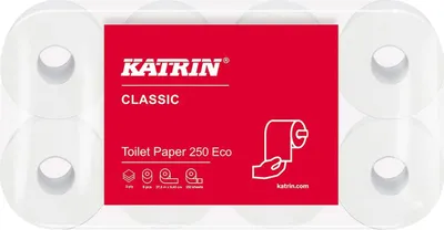 Produktbild von KATRIN Toilettenpapier 250 3-lagig Recyclingpapier, 72 Rollen
