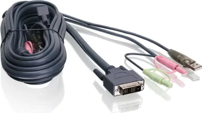 Immagine prodotto di Cavo Adattatore Video Audio Kvm Dvi + Jack + Usb Server Tastiera  2m 2 Metri