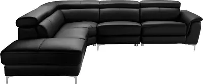 Produktbild von Ecksofa mit elektrischer Relaxfunktion in Leder SITIA - Schwarz - Linkshänder