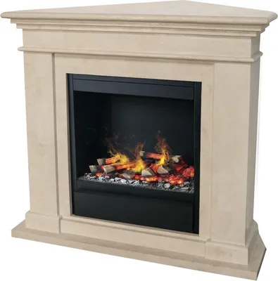 Produktbild von Xaralyn Wasserdampf-Kamin - Kos-Corner EAL - weiß Naturstein - 1500 Watt Heizung - mit Fernbedienung -  Opti-Myst elektrische Dekokamin - Kaminsims inklusive Einbaukamin - Dekokamin - Eckkamin