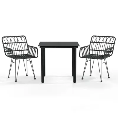 Obrázok produktu pre vidaXL 3-dielny záhradný jedálenský set Black Poly Rattan