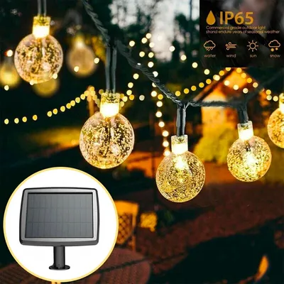Obrázek produktu pro Solární LED řetěz 9,5 m 50 retro žárovek teplá bílá vodotěsná zahradní a vánoční dekorace - BulbLights