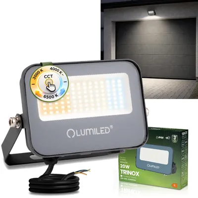 Produktbild von LUMILED LED Strahler Außen 20W 2000lm CCT 3000K 4000K 6500K IP66 Wasserdicht Fluter Außenstrahler Garten Garage Hof Wandstrahler Aluminium Grau Scheinwerfer Flutlichter schwarz Flutlichtstrahler