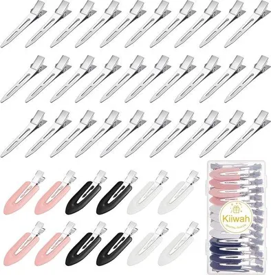 Image de Lot de 42 barrettes à cheveux, barrettes métalliques pour boucles, pinces crocodiles, pour femmes et filles