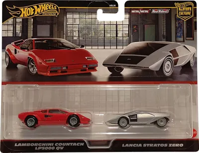 Zdjęcie produktu dla Mattel JBL02 - Hot Wheels - Premium - Car Culture - Die-Cast-Fahrzeuge, 2er-Pack, 1:64, Lamborghini Countach & Lancia Stratos