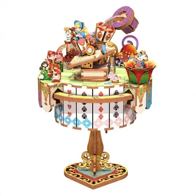 Image de Puzzle 3D, Boîte musicale Alice's Tea Party, bois, Tonecheer, 209 pièces