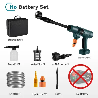 Image de Nettoyeur haute pression sans fil - 200 bars - Moteur 3500W - Pistolet multifonction 6 en 1 - Sans batterie