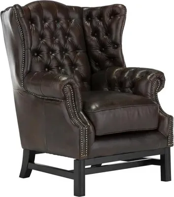 Produktbild von Ohrensessel Chesterfield Kingsfield Echtleder braun