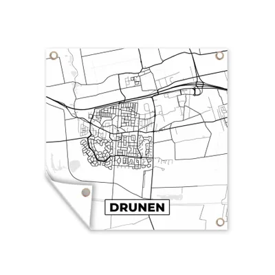 Obrázek produktu pro MuchoWow® Zahradní plakáty - Drunen - Černobílý - Mapa města - Mapa - Nizozemsko - 200x200 cm - Zahradní dekorace