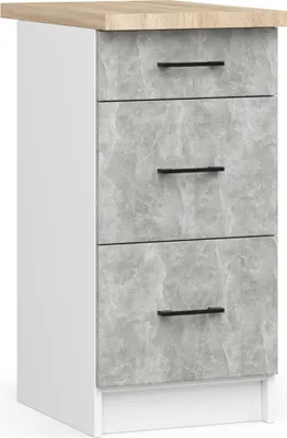 Produktbild von Küchen-Unterschrank mit Arbeitsplatte OLIWIA Weiß, Beton B40xH85xT46 cm